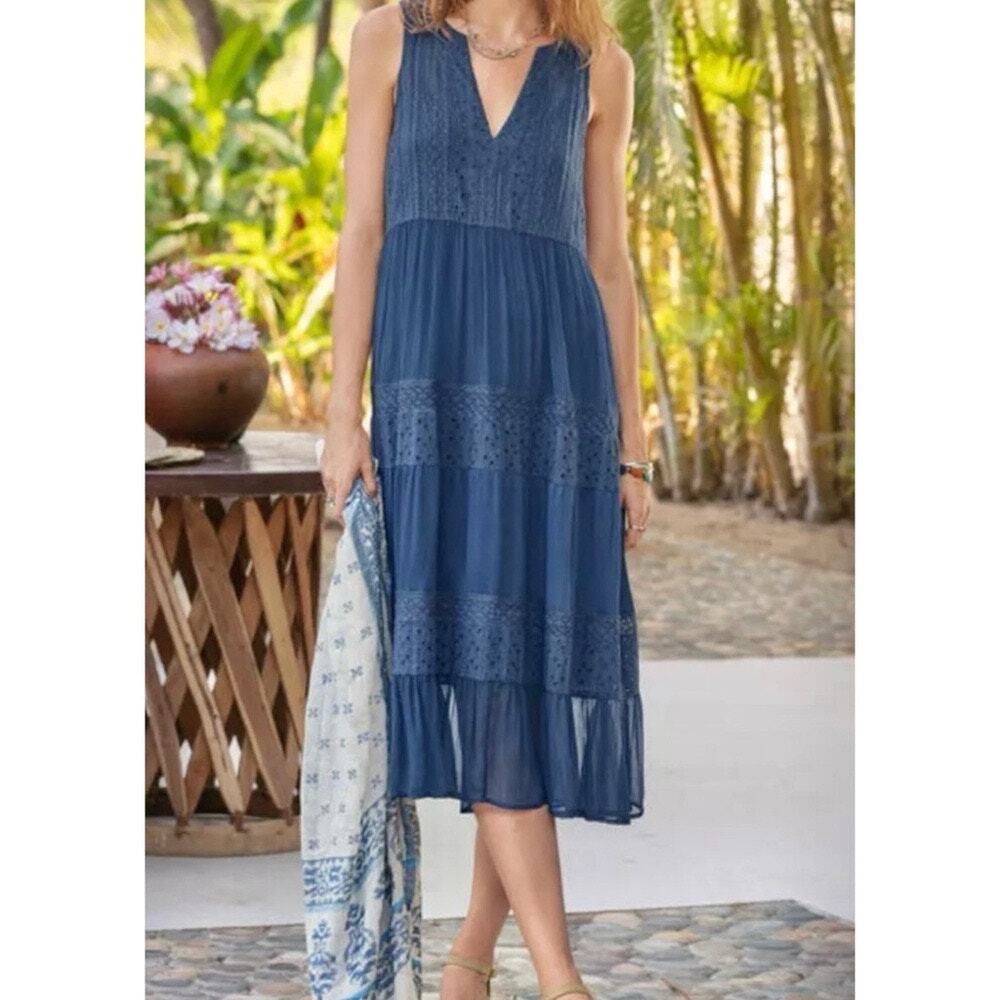 Sundance Zelie Eyelet Lace Midi Dress XS Petite